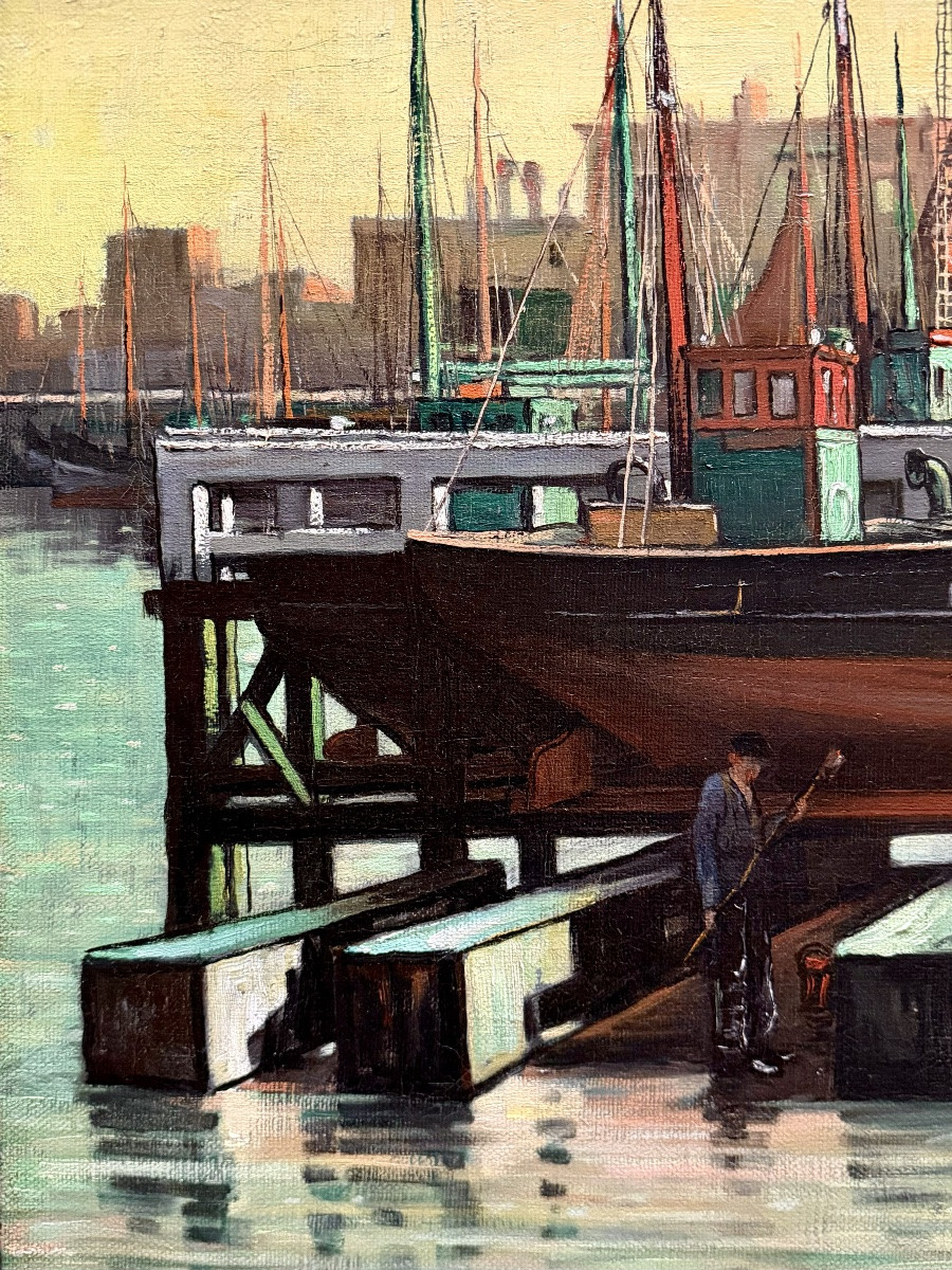 Achille Van Sassenbrouck ( Bruges 1886 - 1979 Ghent ) - Harbour Hands In Ostend-photo-2