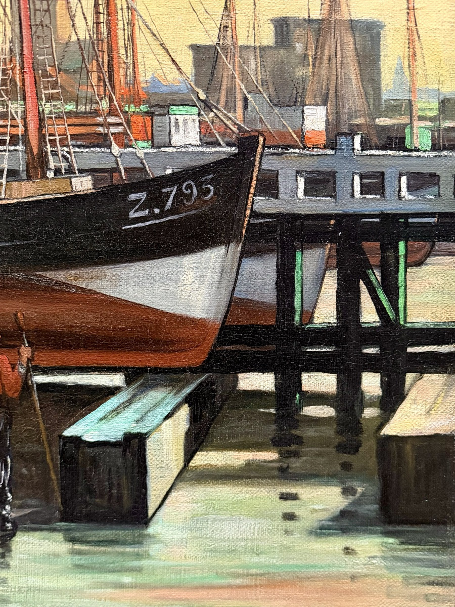 Achille Van Sassenbrouck ( Bruges 1886 - 1979 Ghent ) - Harbour Hands In Ostend-photo-6