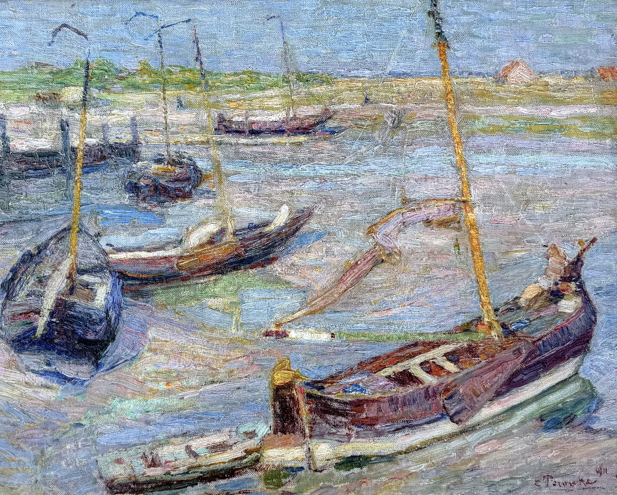 Constant Permeke (antwerp 1886 - 1952 Ostend) - 'boats On The Shore Of Ostend, 1911'-photo-2