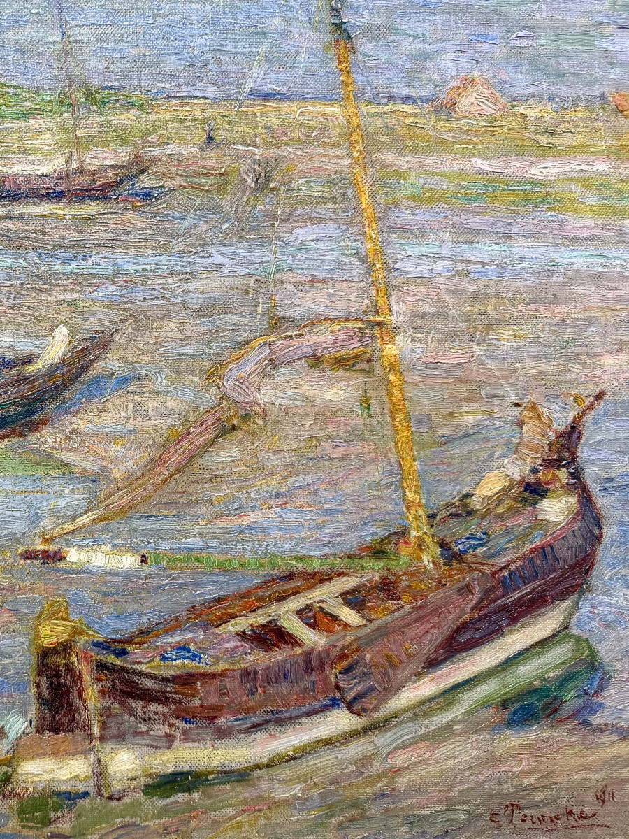 Constant Permeke (antwerp 1886 - 1952 Ostend) - 'boats On The Shore Of Ostend, 1911'-photo-3