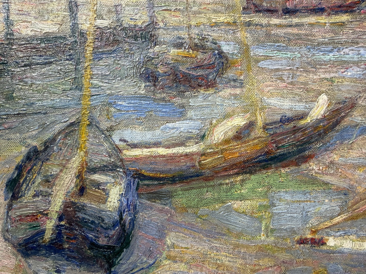 Constant Permeke (antwerp 1886 - 1952 Ostend) - 'boats On The Shore Of Ostend, 1911'-photo-3