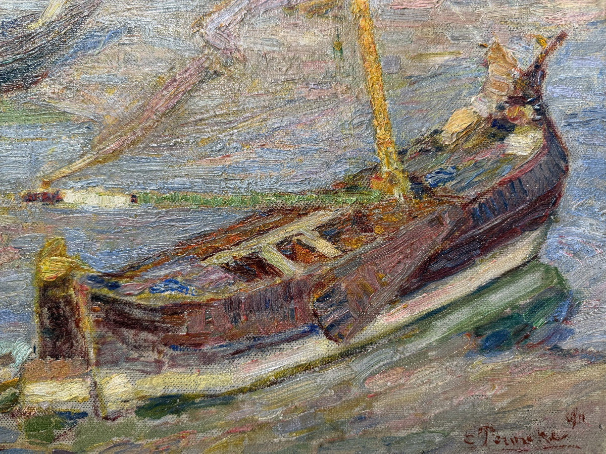 Constant Permeke (antwerp 1886 - 1952 Ostend) - 'boats On The Shore Of Ostend, 1911'-photo-4
