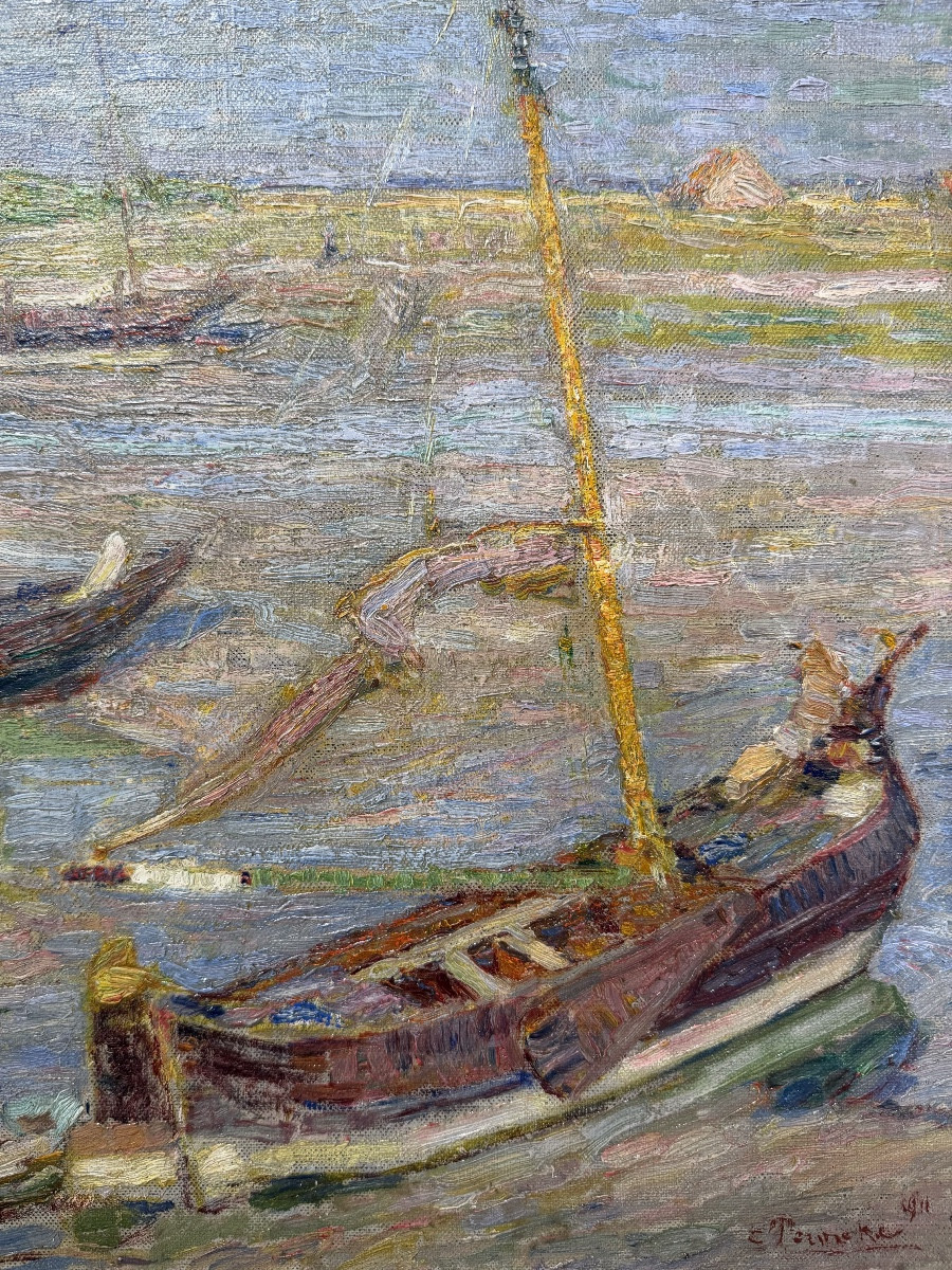 Constant Permeke (antwerp 1886 - 1952 Ostend) - 'boats On The Shore Of Ostend, 1911'-photo-6