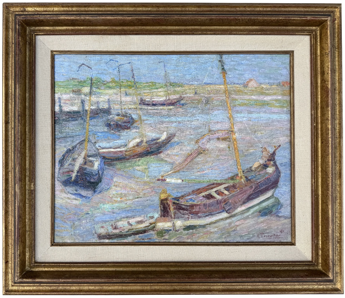 Constant Permeke (antwerp 1886 - 1952 Ostend) - 'boats On The Shore Of Ostend, 1911'