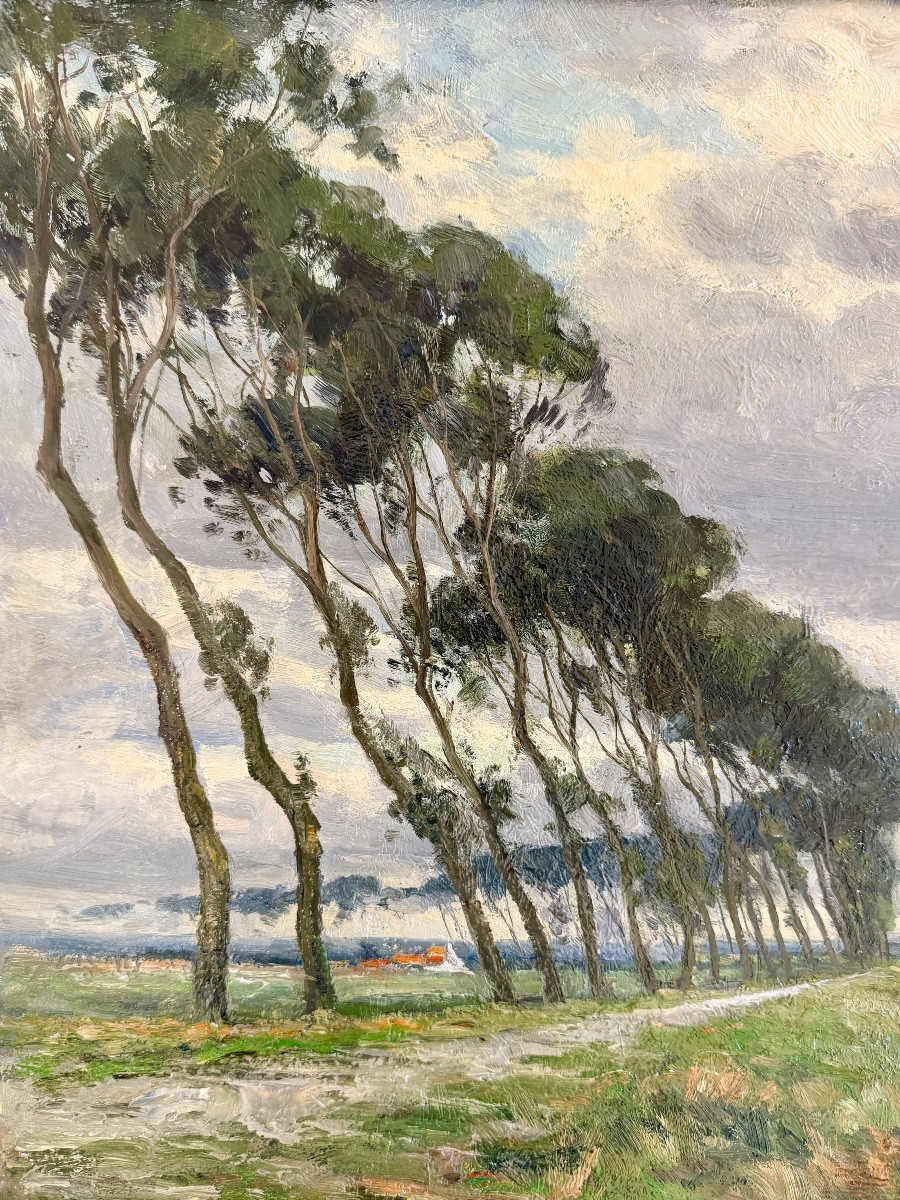 Louis Clesse (1889 - Brussels - 1961) - 'along The Path, Oudenburg'-photo-2