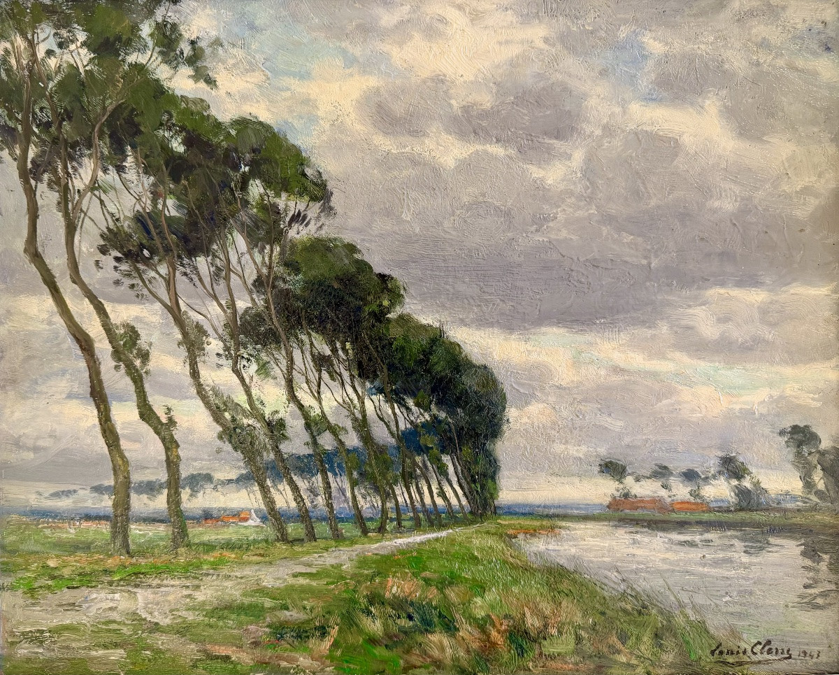 Louis Clesse (1889 - Brussels - 1961) - 'along The Path, Oudenburg'-photo-3