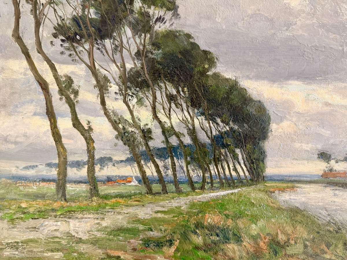 Louis Clesse (1889 - Brussels - 1961) - 'along The Path, Oudenburg'-photo-4
