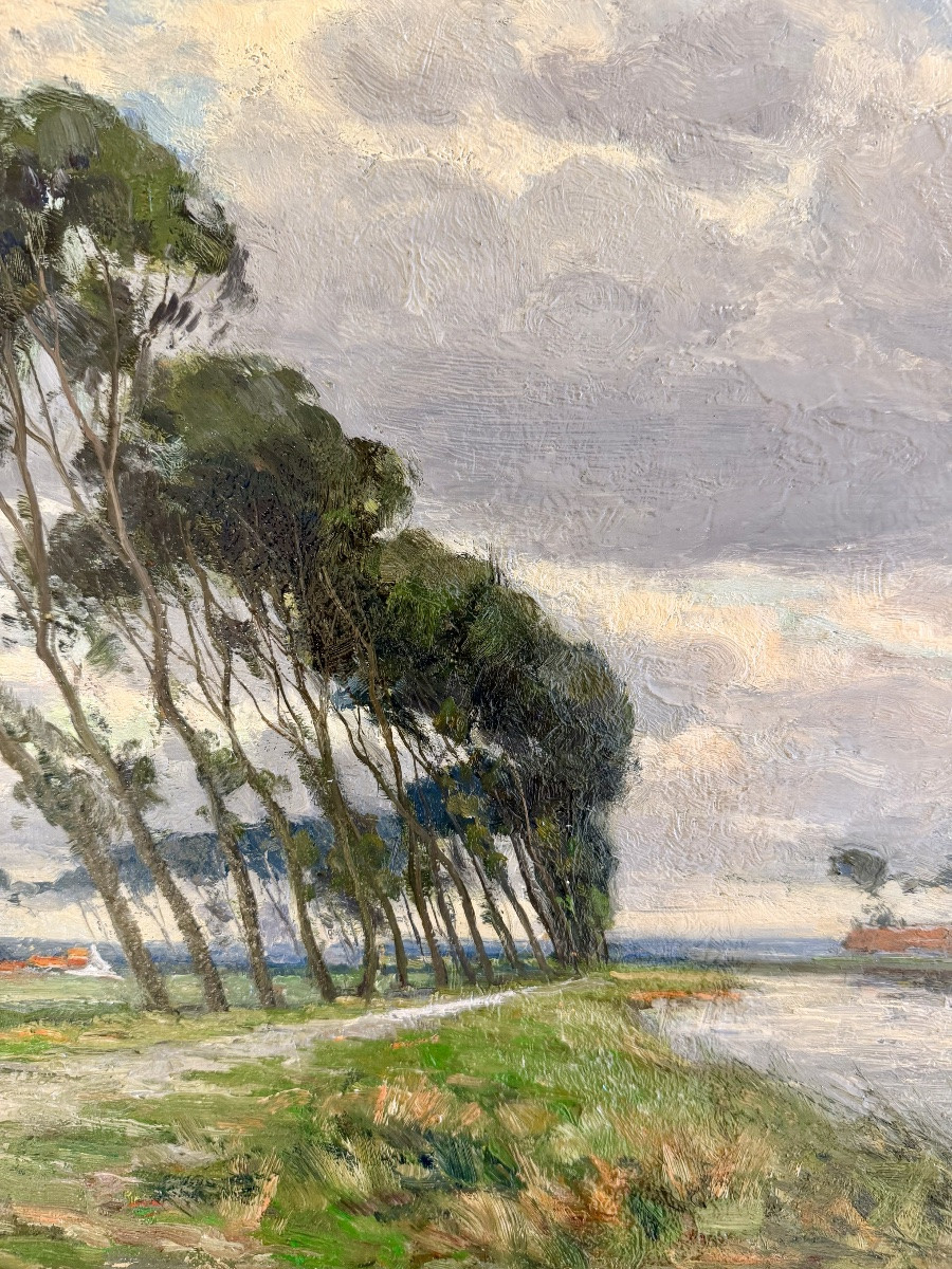 Louis Clesse (1889 - Brussels - 1961) - 'along The Path, Oudenburg'-photo-1