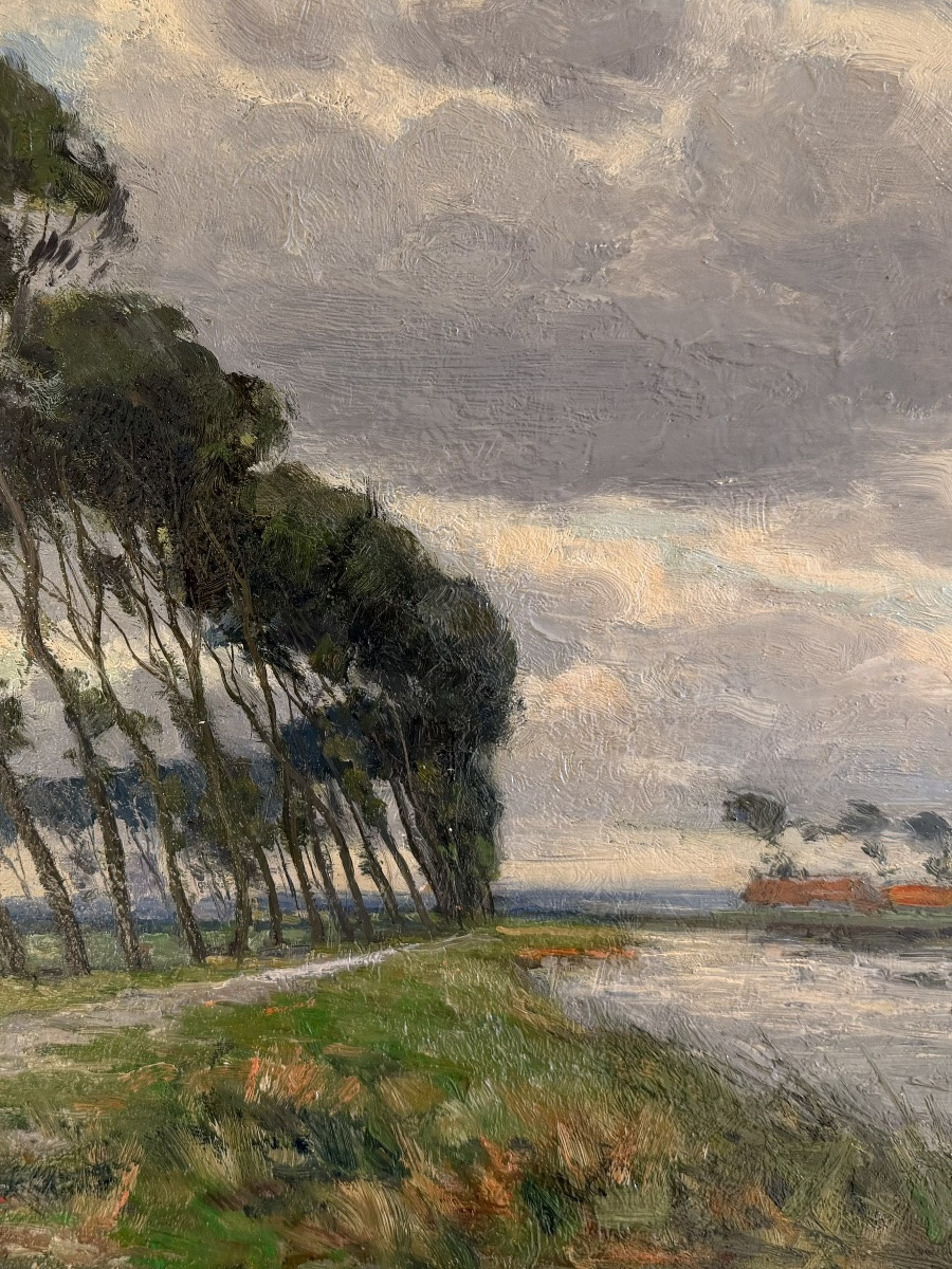 Louis Clesse (1889 - Brussels - 1961) - 'along The Path, Oudenburg'-photo-5