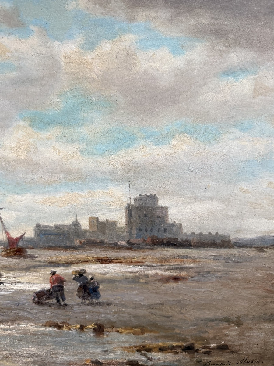 François-Étienne Musin (1820 – 1888) - « La plage de Saint-Hélier, Jersey »-photo-1