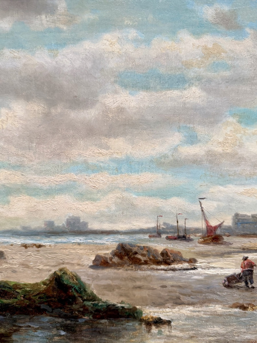 François-Étienne Musin (1820 – 1888) - « La plage de Saint-Hélier, Jersey »-photo-2