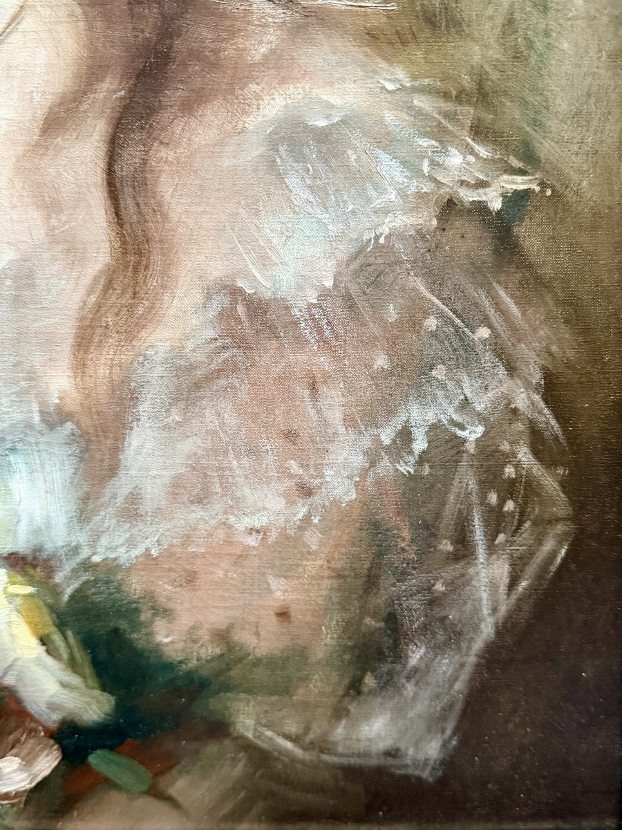 Charles Joseph Watelet (1867 – 1954) - « Jeune fille aux roses »-photo-2