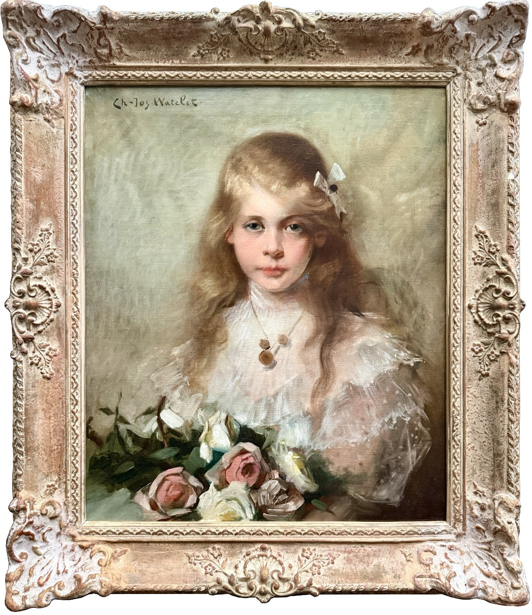 Charles Joseph Watelet (1867 – 1954) - « Jeune fille aux roses »