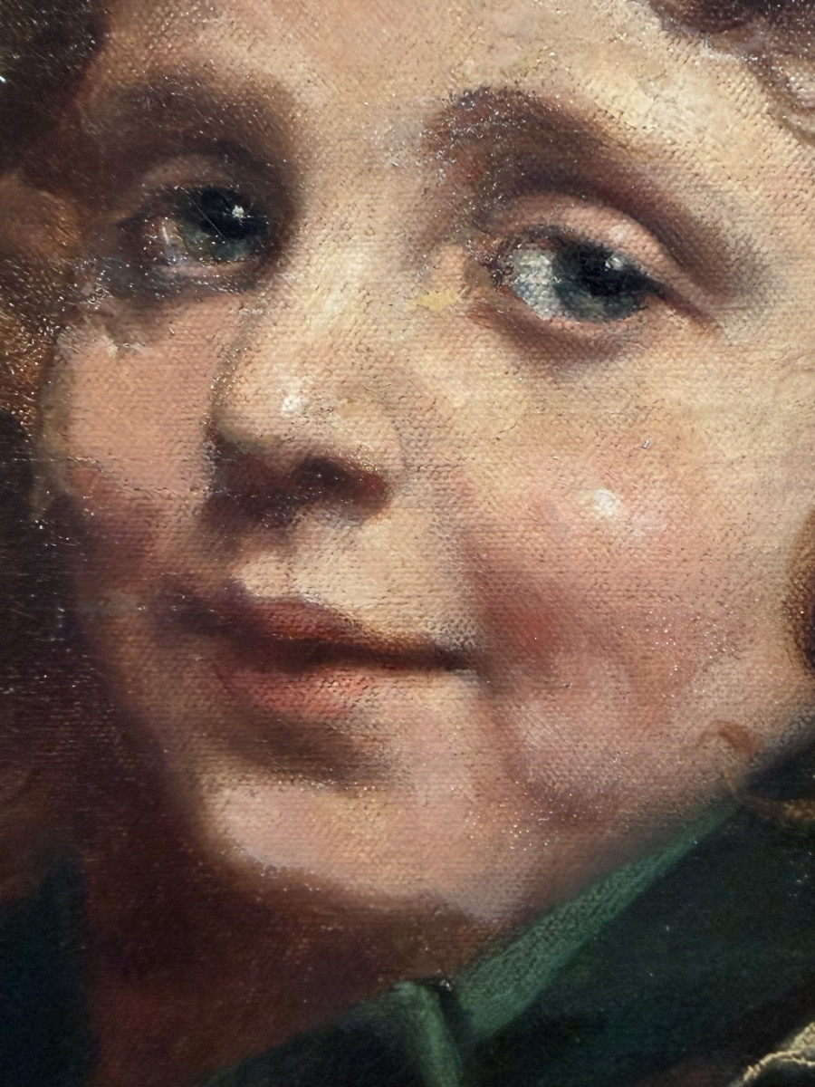Servais Joseph Detilleux (1874 - 1940) - ' Portrait Of A Young Girl In Green Dress'-photo-1
