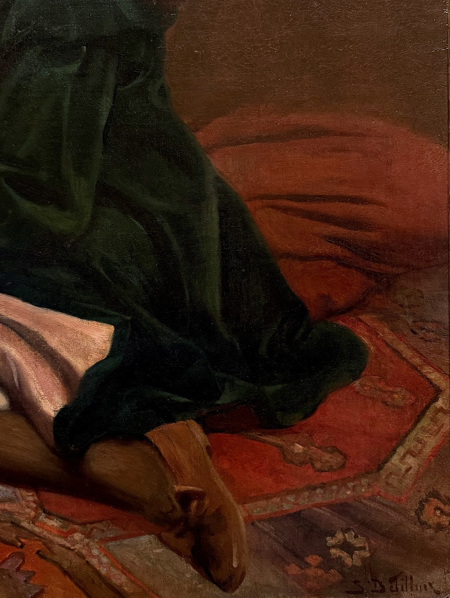 Servais Joseph Detilleux (1874 - 1940) - ' Portrait Of A Young Girl In Green Dress'-photo-5