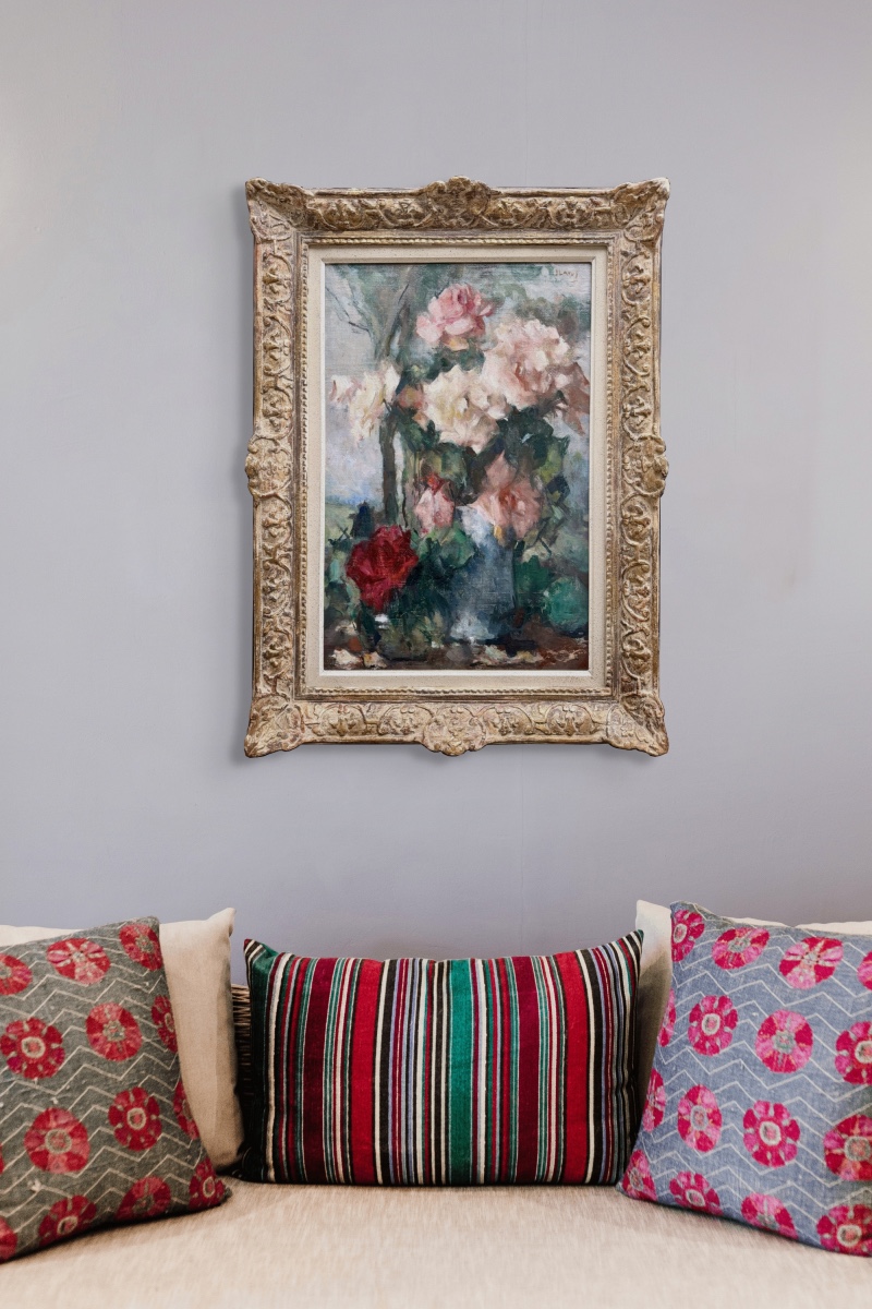 Jean Laudy (1877 – 1956) - ' Bouquet de roses variées dans un vase '-photo-8
