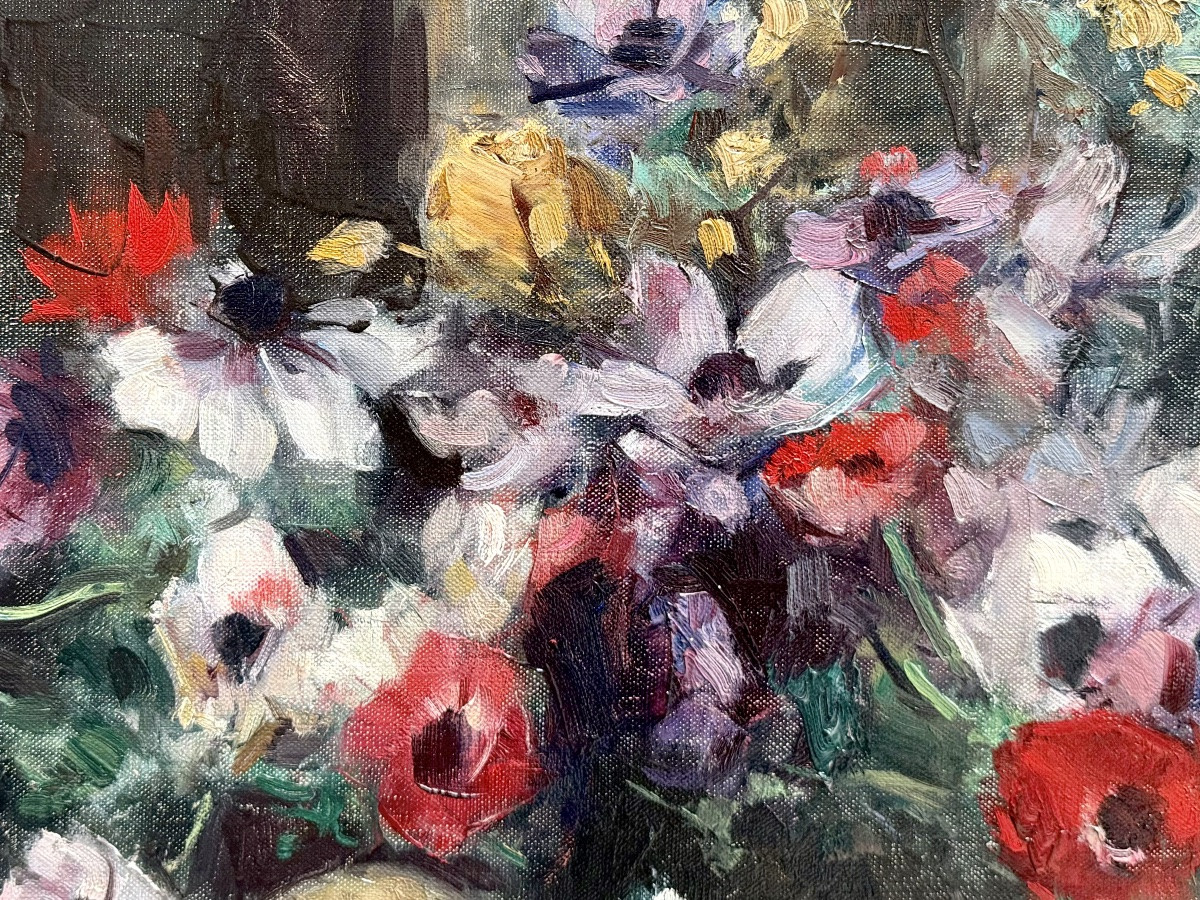 Jean Laudy (1877 – 1956) - « Anémones dans l’atelier de l’artiste »-photo-4