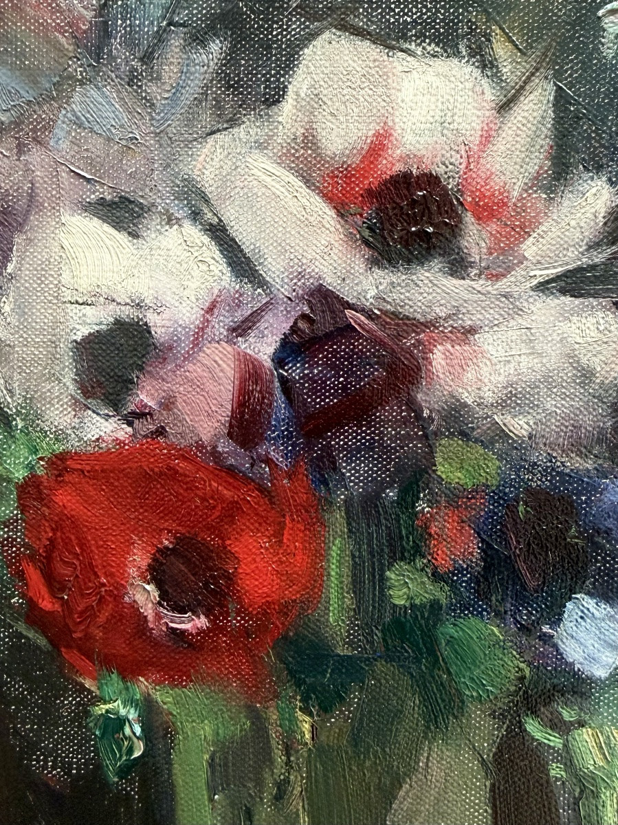 Jean Laudy (1877 – 1956) - « Anémones dans l’atelier de l’artiste »-photo-5