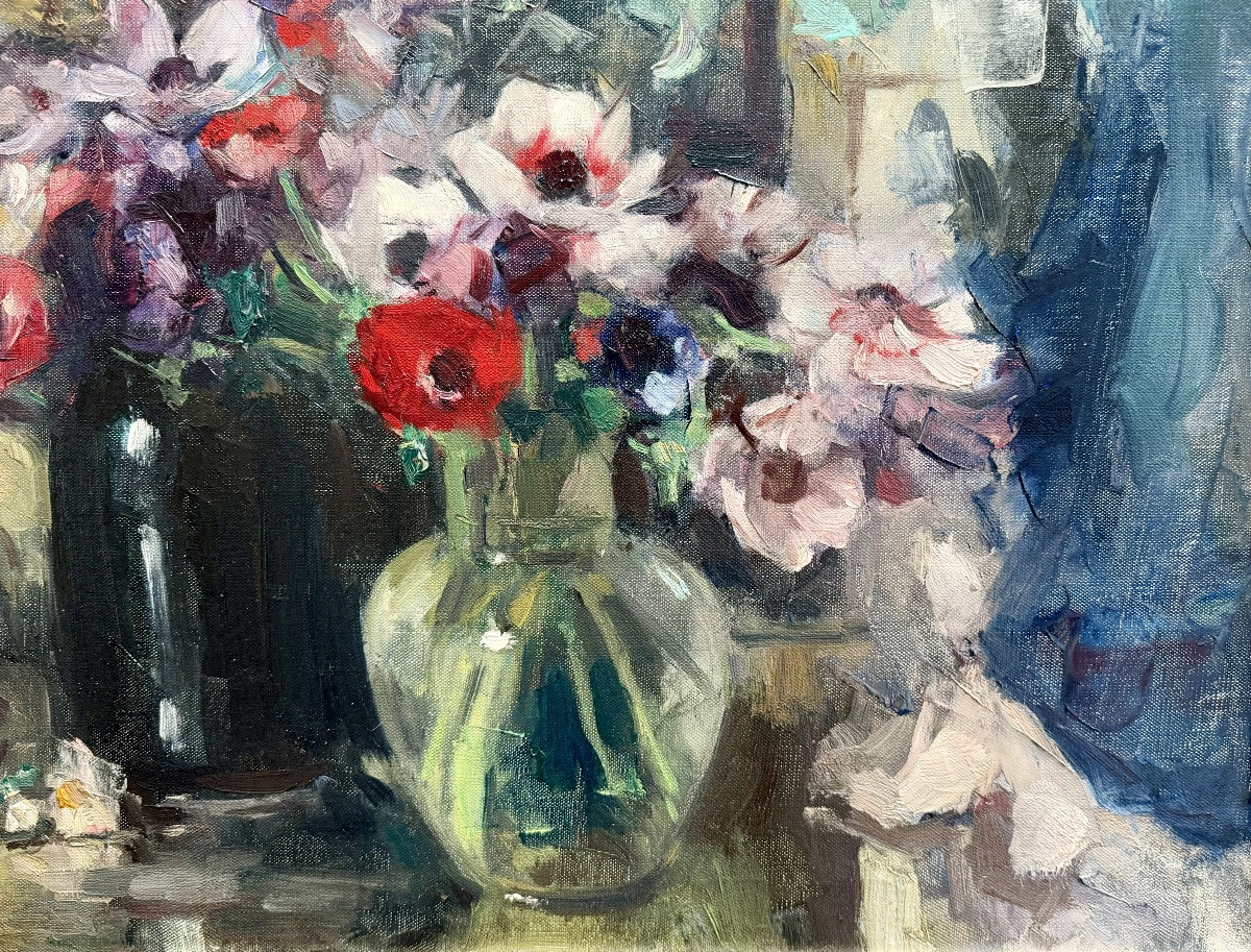 Jean Laudy (1877 – 1956) - « Anémones dans l’atelier de l’artiste »-photo-7