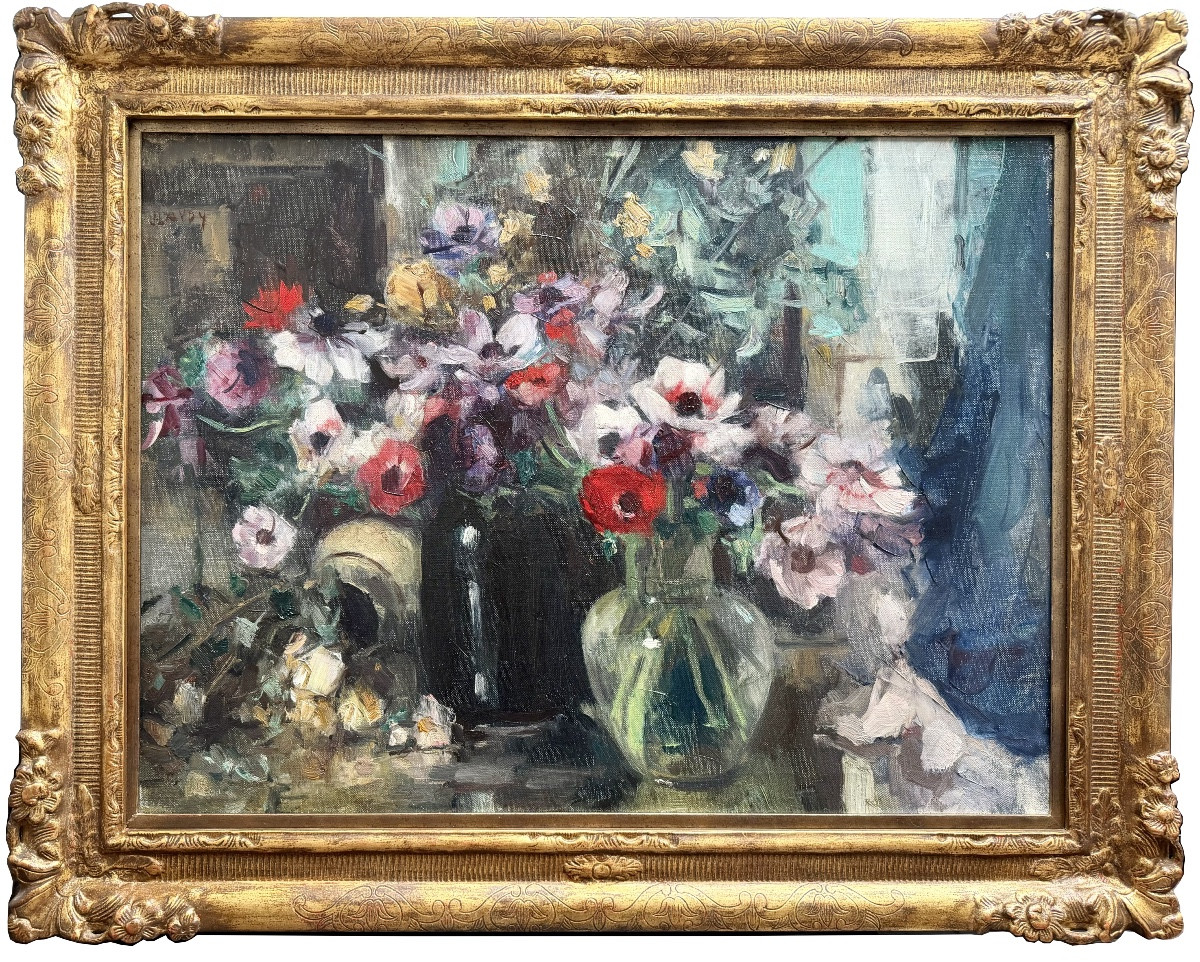 Jean Laudy (1877 – 1956) - « Anémones dans l’atelier de l’artiste »
