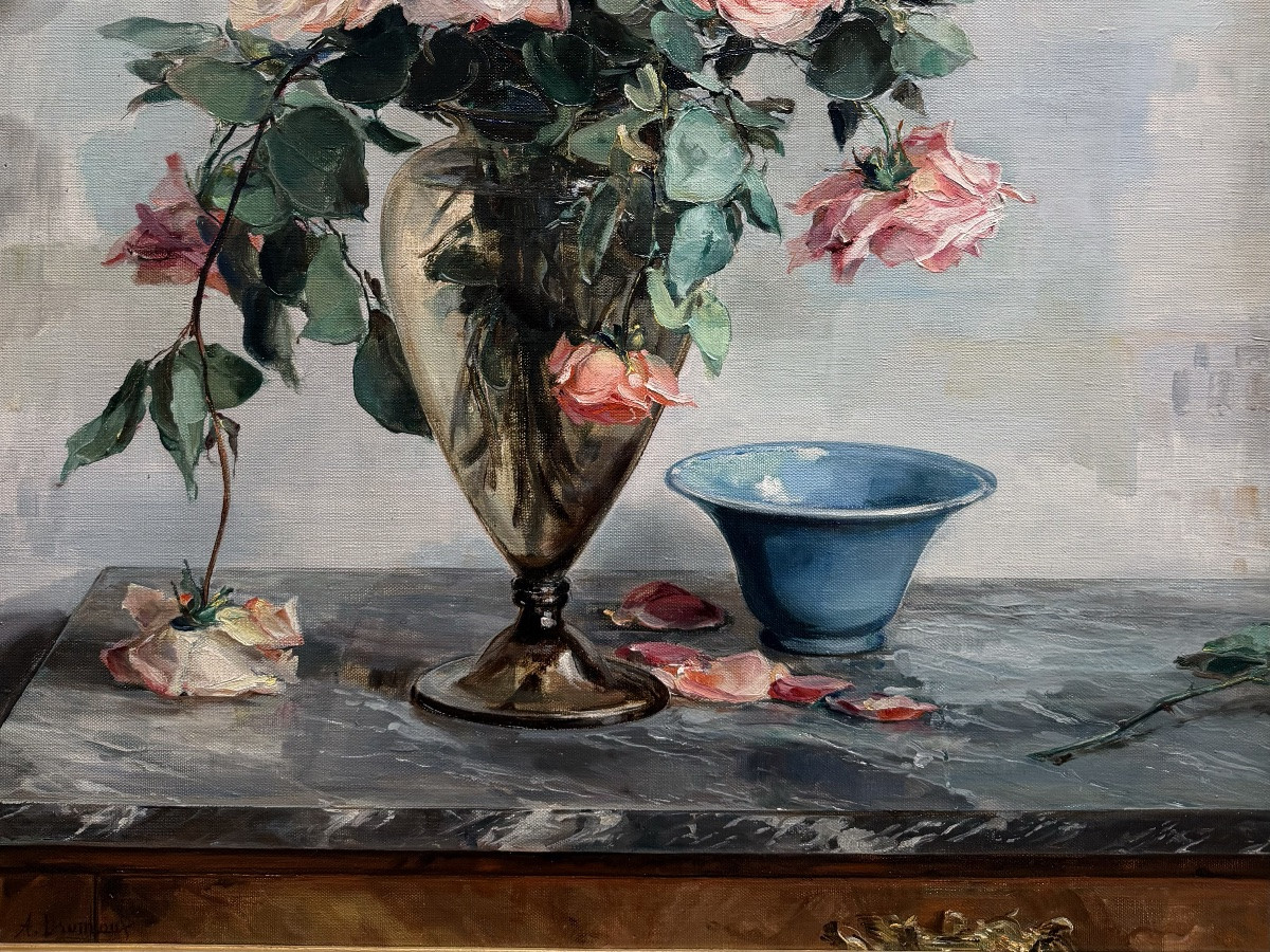 Angelina-marie-eugénie Drumaux (1881 - 1959) -  « Le Bouquet De Roses »-photo-4