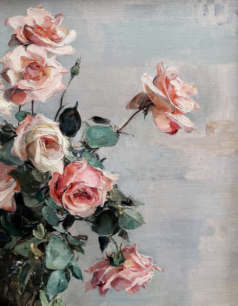 Angelina-marie-eugénie Drumaux (1881 - 1959) -  « Le Bouquet De Roses »-photo-1