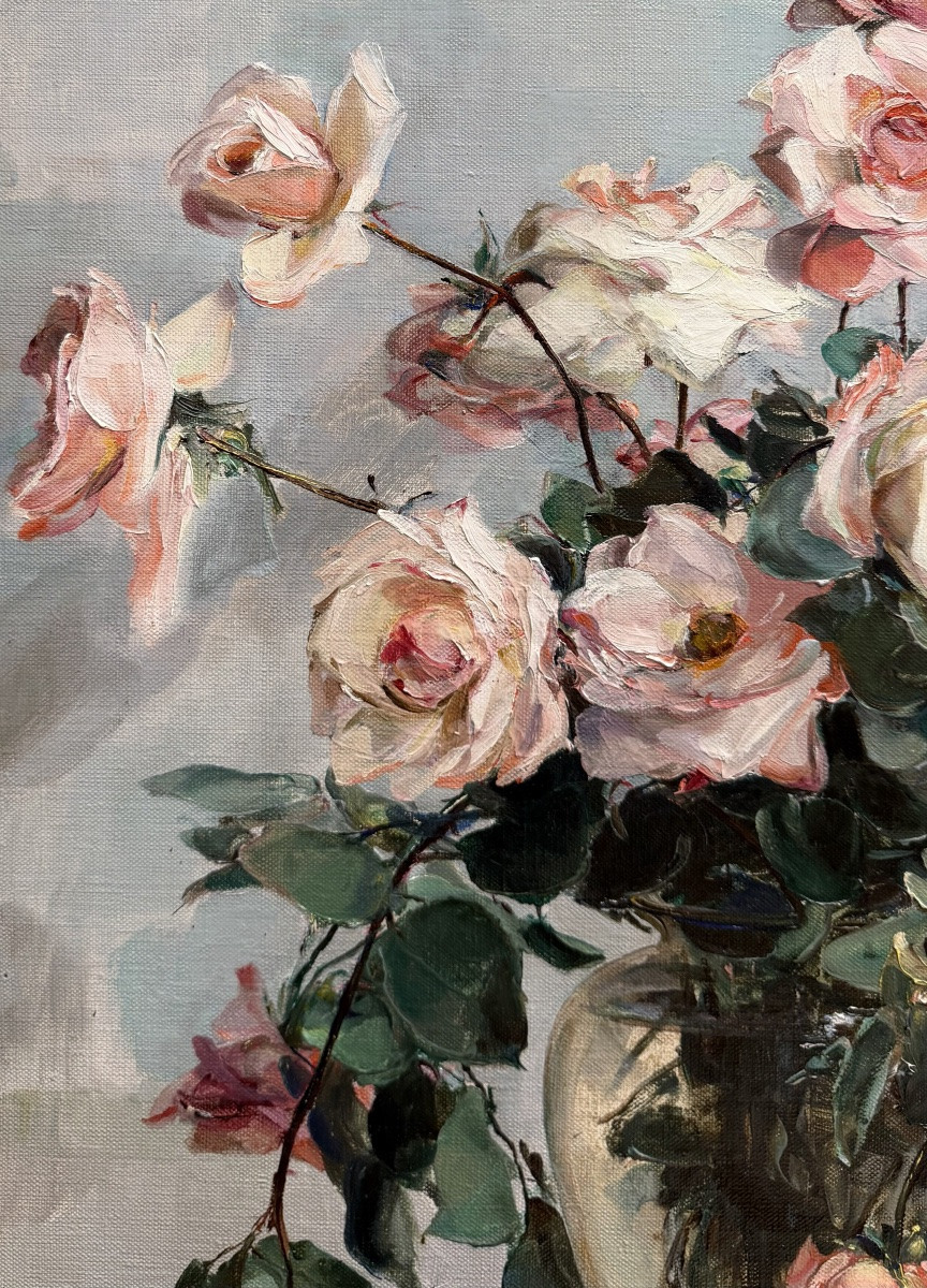 Angelina-marie-eugénie Drumaux (1881 - 1959) -  « Le Bouquet De Roses »-photo-2