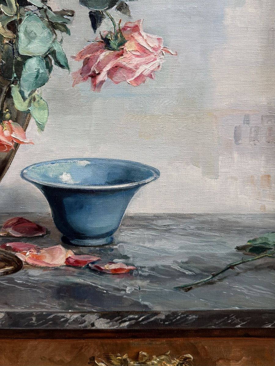 Angelina-marie-eugénie Drumaux (1881 - 1959) -  « Le Bouquet De Roses »-photo-4