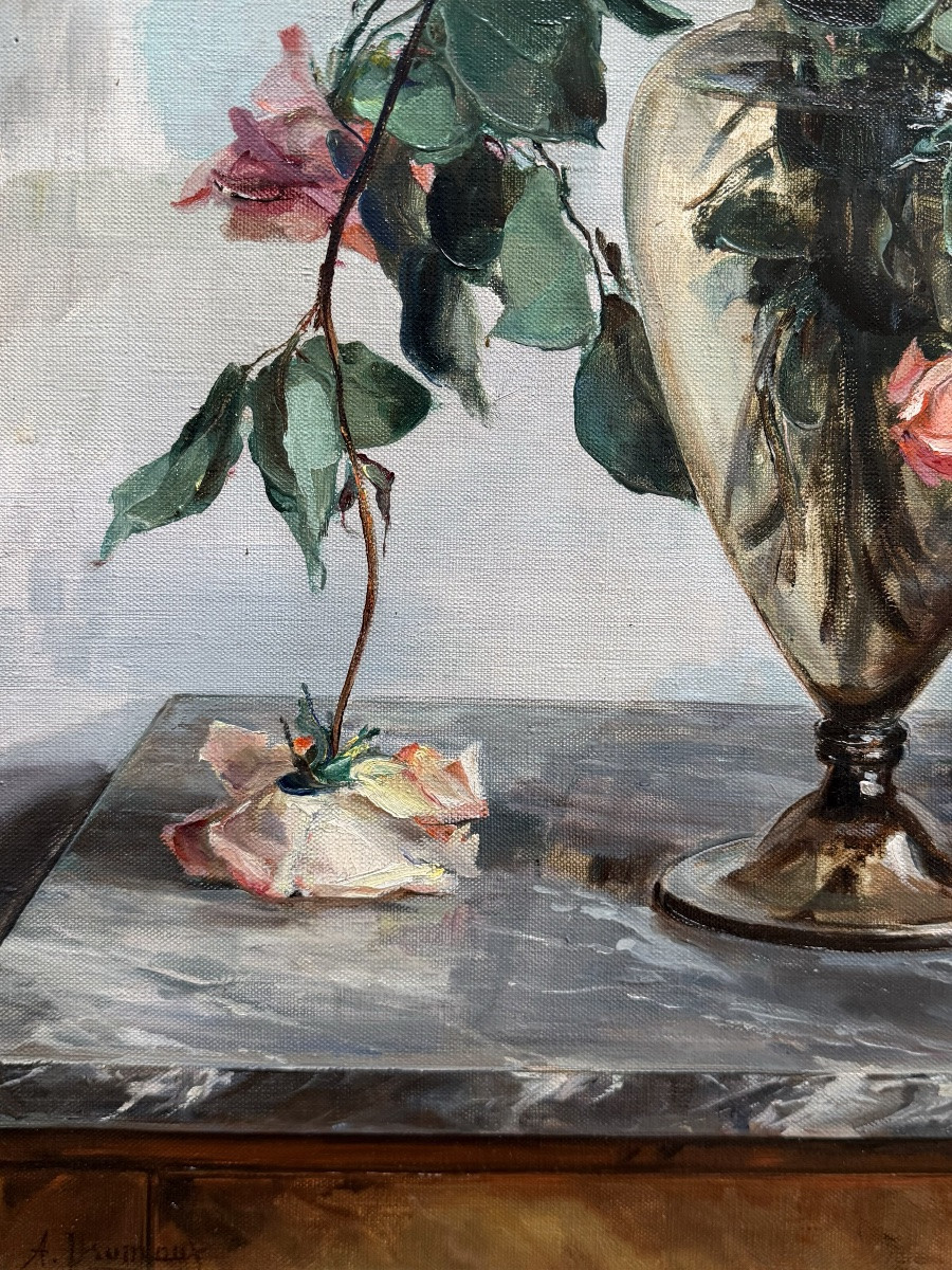 Angelina-marie-eugénie Drumaux (1881 - 1959) -  « Le Bouquet De Roses »-photo-5