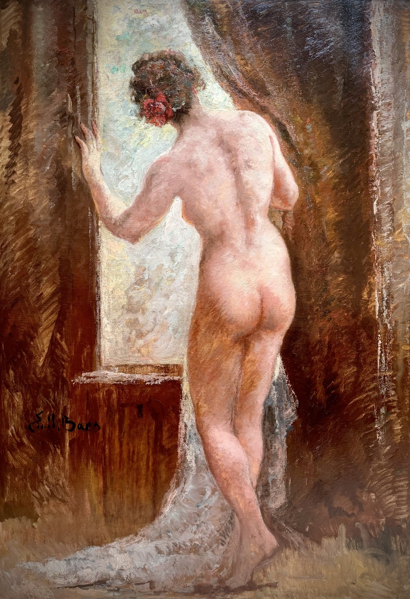 Emile Baes (1879 – 1953) -  ' Nu féminin à la fenêtre '-photo-2