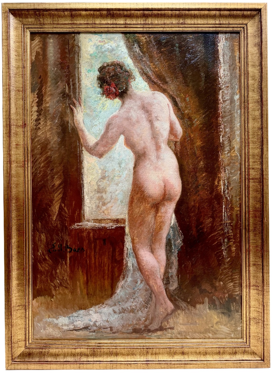 Emile Baes (1879 – 1953) -  ' Nu féminin à la fenêtre '
