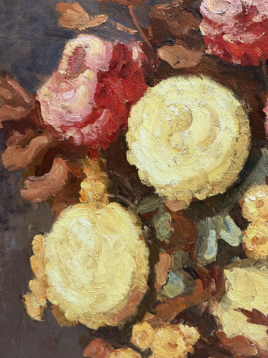 Kees Maks (1876 - Amsterdam - 1967) - ' Chrysanthemums In A Vase '-photo-4