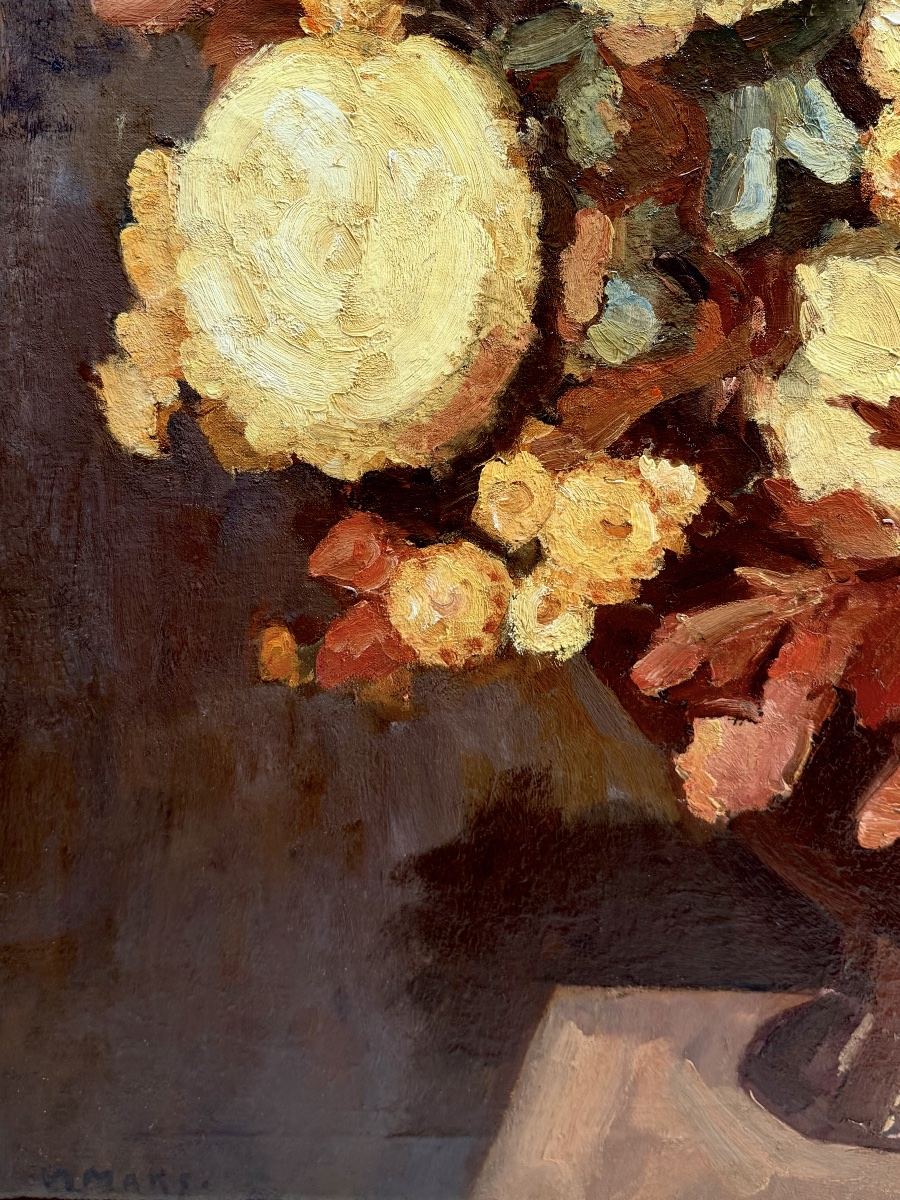 Kees Maks (1876 - Amsterdam - 1967) - ' Chrysanthemums In A Vase '-photo-3