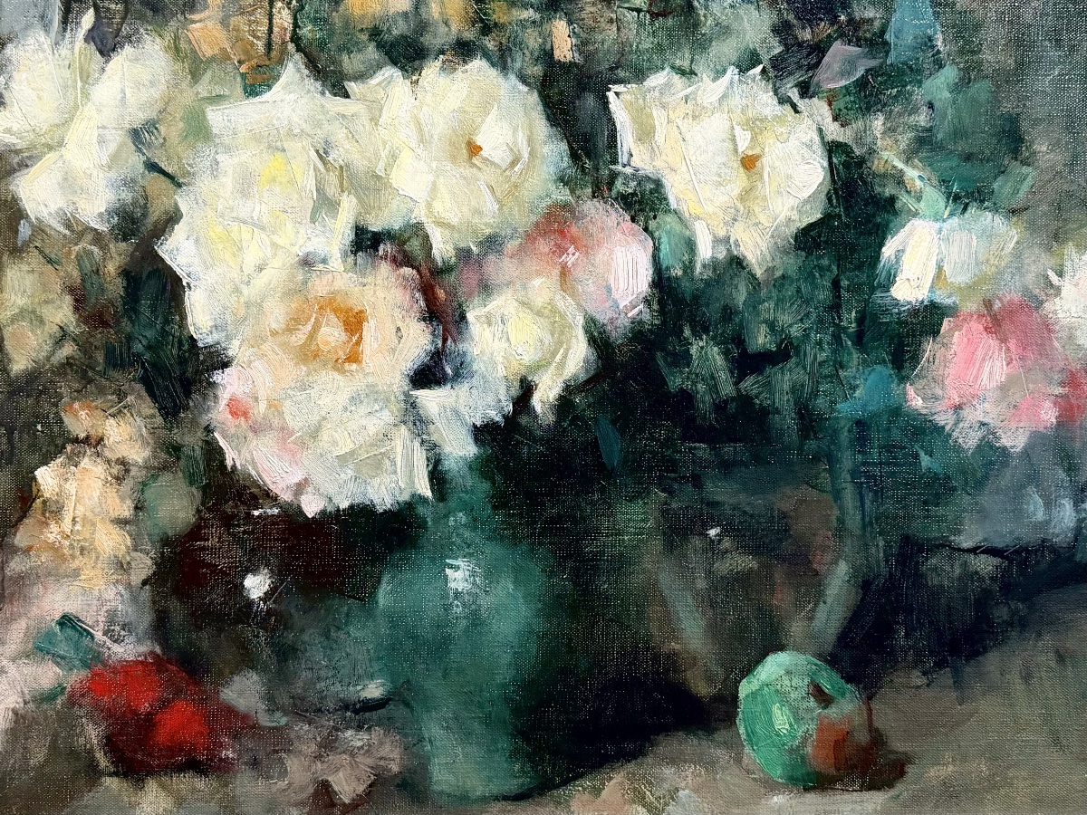 Jean Laudy (1877 - 1956) - 'garden Roses And Apple'-photo-3