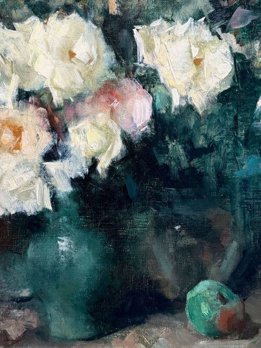 Jean Laudy (1877 - 1956) - 'garden Roses And Apple'-photo-1