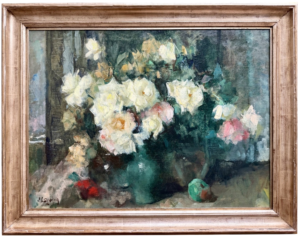 Jean Laudy (1877 - 1956) - 'garden Roses And Apple'