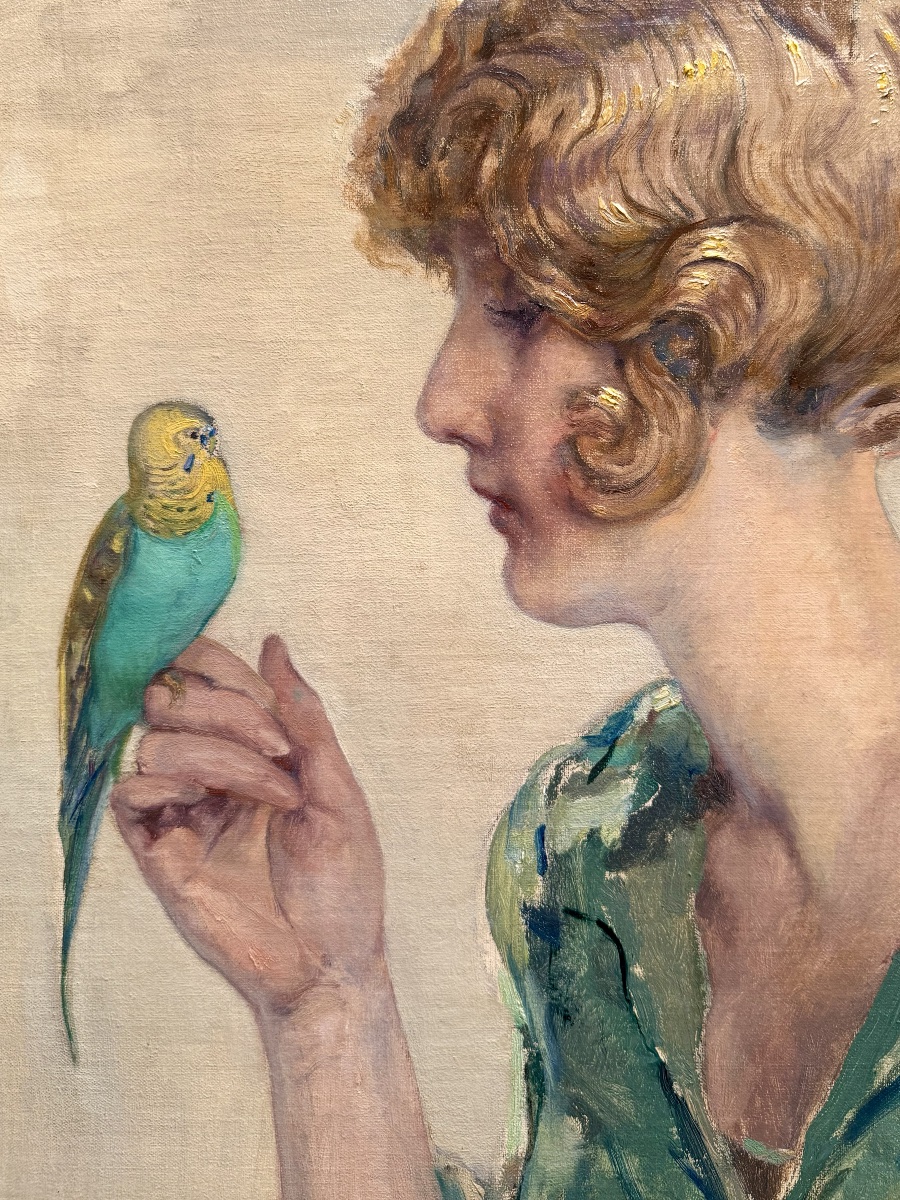 Charles Michel (Liège 1874 – 1967 Mexico) - « La Dame à la Perruche »-photo-3