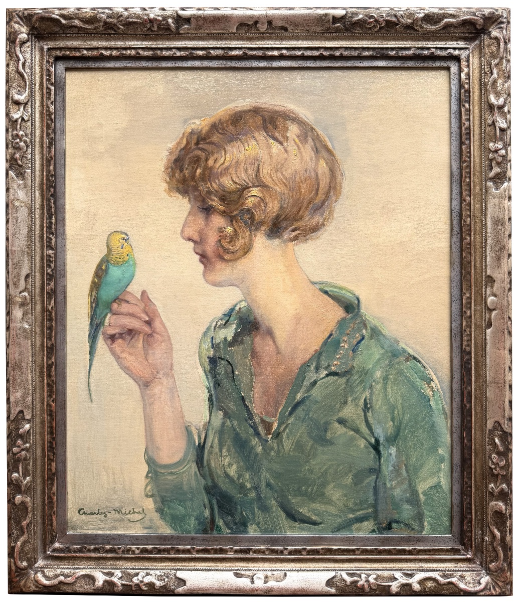 Charles Michel (Liège 1874 – 1967 Mexico) - « La Dame à la Perruche »