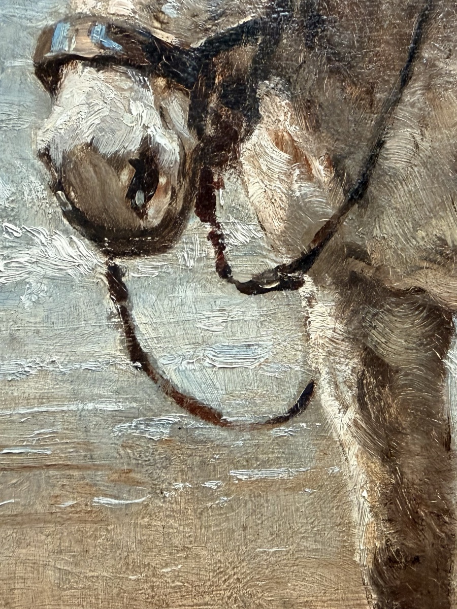 Edmond Joseph de Pratere (1826 – 1888) - « Un âne au bord de la mer »-photo-3