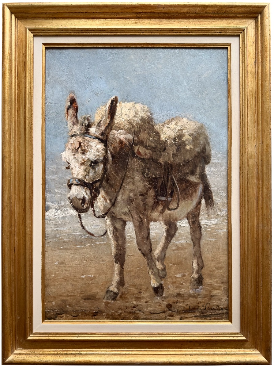 Edmond Joseph de Pratere (1826 – 1888) - « Un âne au bord de la mer »