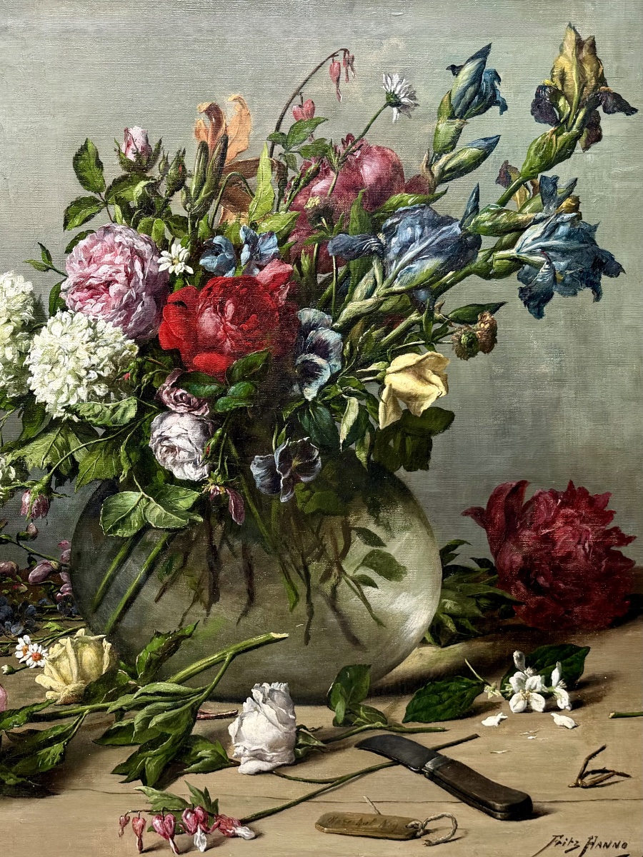 Fritz Hanno (1861 – Antwerp – 1921) - 'flower Arrangement'-photo-1