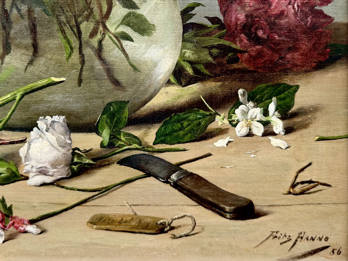Fritz Hanno (1861 – Antwerp – 1921) - 'flower Arrangement'-photo-5