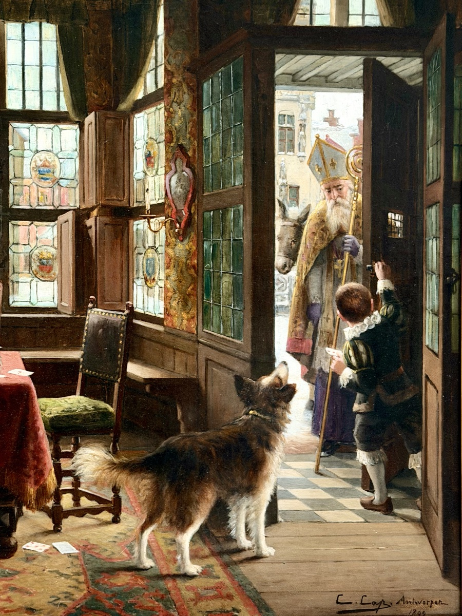 Constant Cap (Saint-Nicolas 1842 – 1915 Anvers) - « L’Arrivée de Saint Nicolas », 1899-photo-3