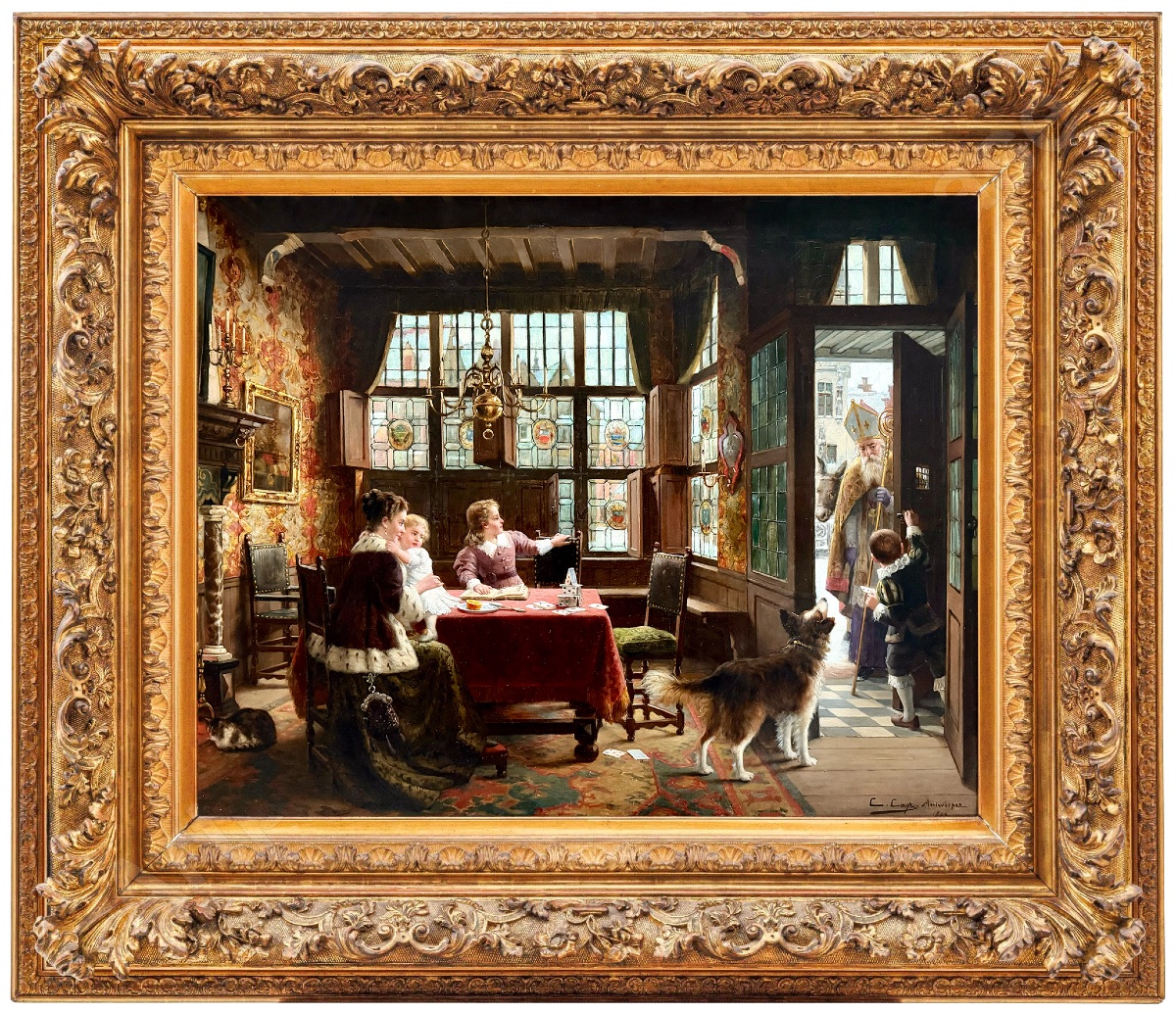 Constant Cap (Saint-Nicolas 1842 – 1915 Anvers) - « L’Arrivée de Saint Nicolas », 1899