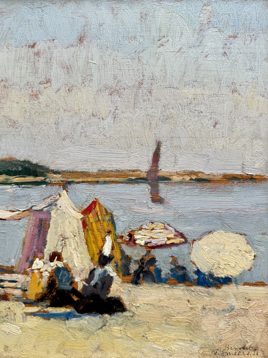 Frans Smeers (1873 – Bruxelles – 1960) - ' Plage de Bénodet, France, 1933 '-photo-1