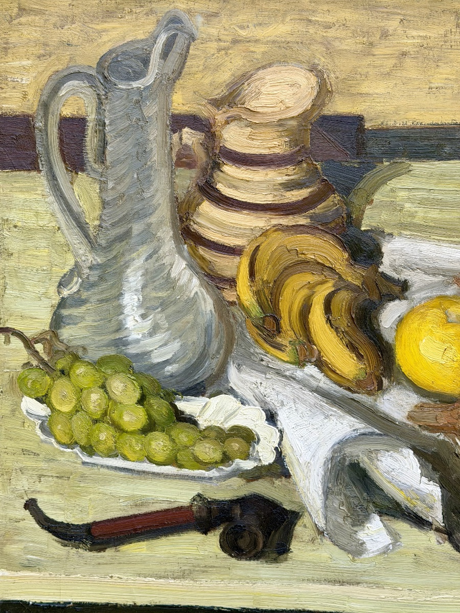 Hubert Malfait (astene, 1898 – 1971, Sint-martens-latem) - “exotic Fruits And A Smoker’s Pipe”-photo-1