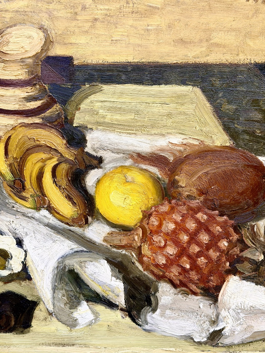 Hubert Malfait (astene, 1898 – 1971, Sint-martens-latem) - “exotic Fruits And A Smoker’s Pipe”-photo-2
