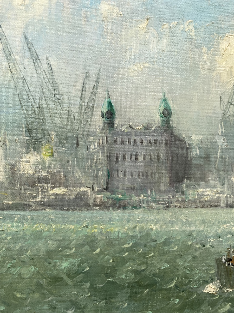 Victor Trip (Yogyakarta 1913 – 1975 Rotterdam) - « Vieux port, Rotterdam »-photo-4