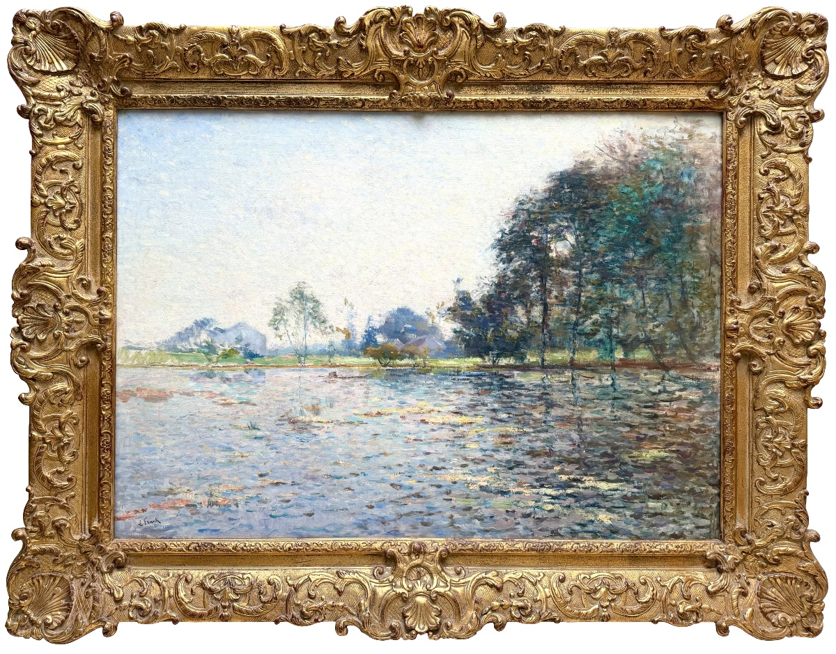 Lucien Frank (Bruxelles 1857 – 1920 Ohain) - Paysage de rivière
