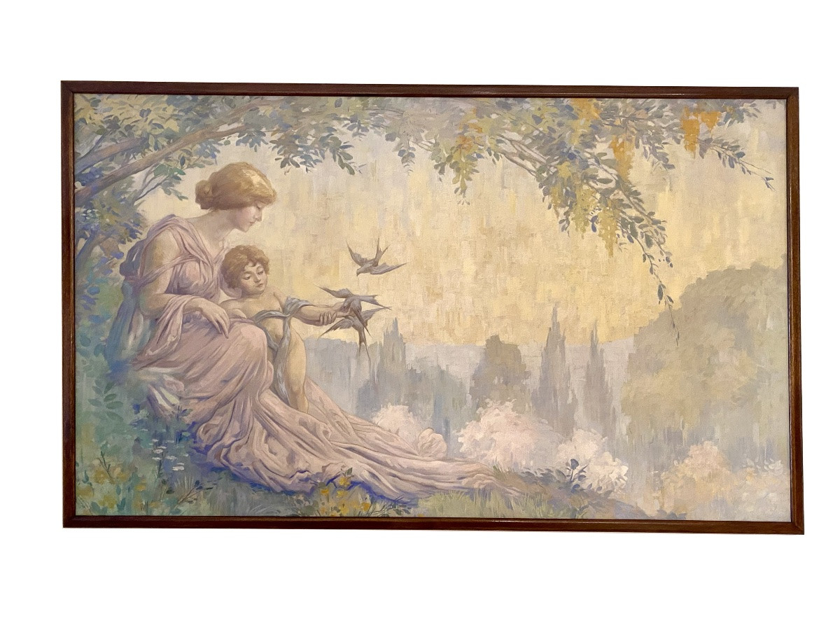 Nymphe Nourrissant Les Hirondelles, Attribuée à Richir Herman, Bruxelles (1866 - 1942)-photo-8